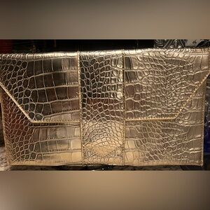 JJ Winters Nikki Metallic Gold Clutch NWOT